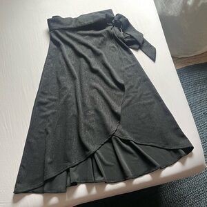 JOSA TULUM black cotton blend midi maxi glitter wrap knit skirt